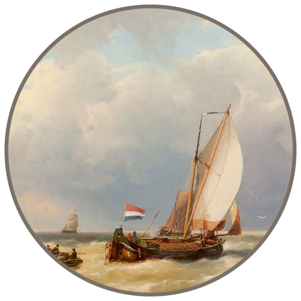 Painting 'Stern-barge' J.H.B. Koekkoek 1840-1912